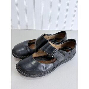 Born Black Leather Mary Jane Flats Asymmetrical Lagenlook Handcrafted 12/44.5